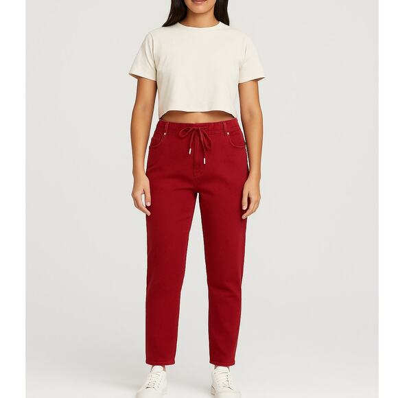 Judy Blue Garment Dyed Red Drawstring Skinny Jeans Size 7/28 - Picture 1 of 10